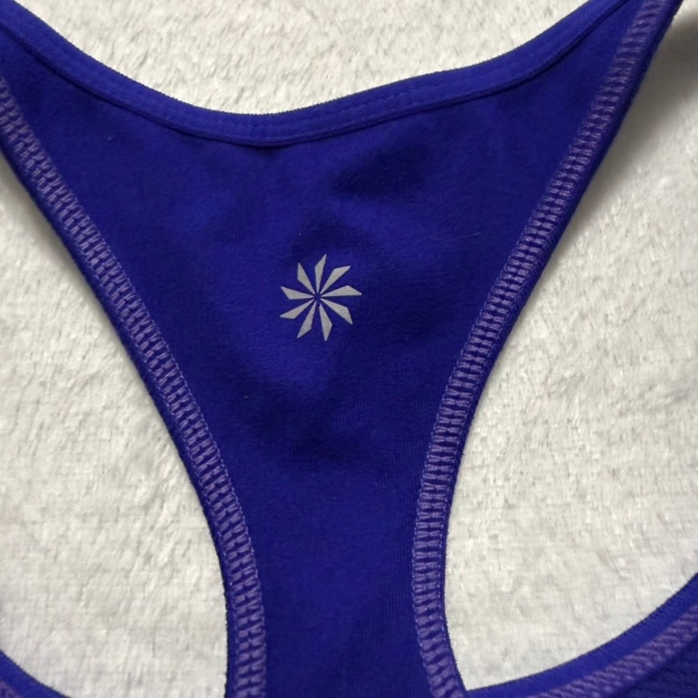 Athleta Sports Bra Womens Lg Purple Racerback Mesh Keyhole Activewear Gym Sporty - Picture 5 of 5